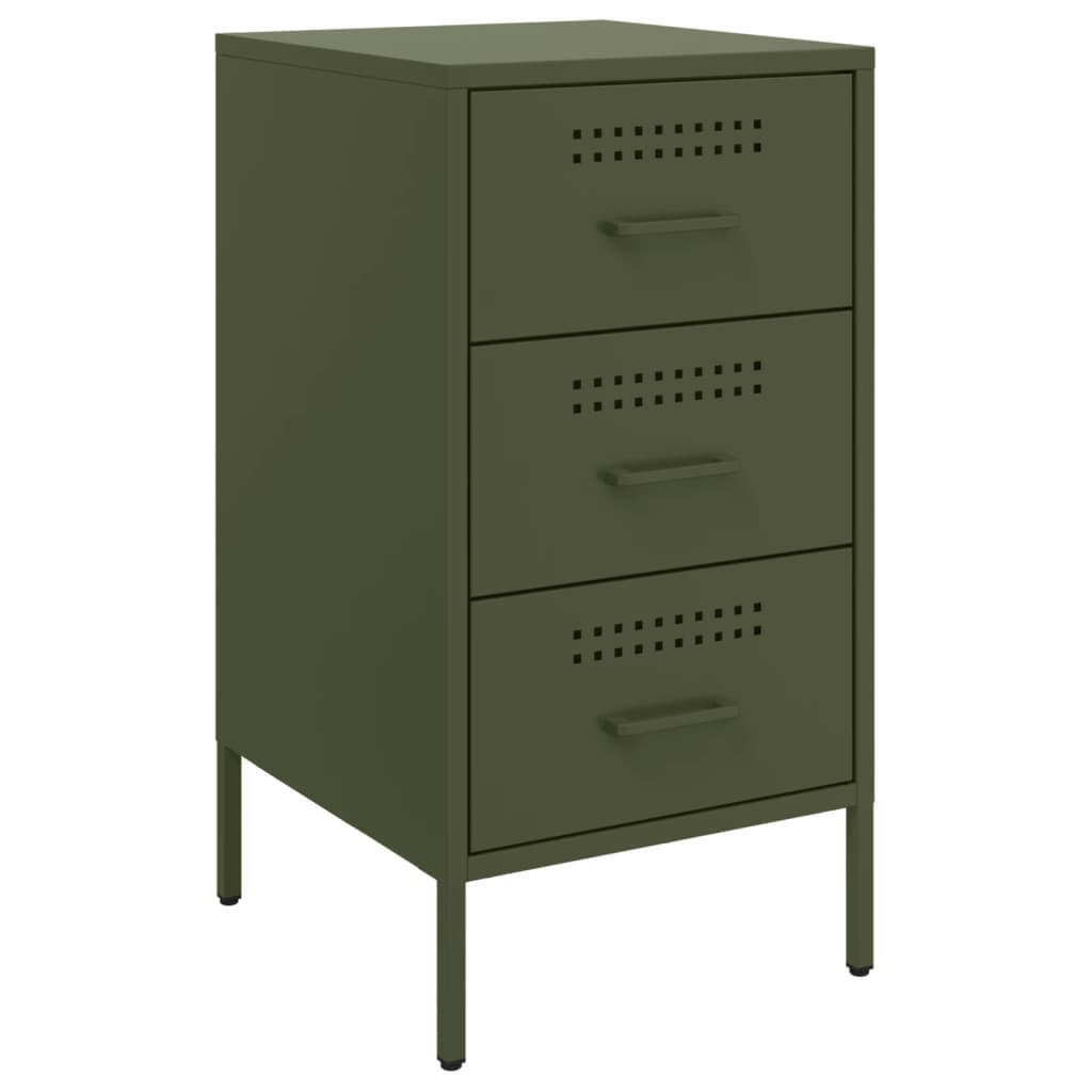 vidaXL Bedside Cabinets 2 pcs Olive Green 36x39x68 cm Steel 5