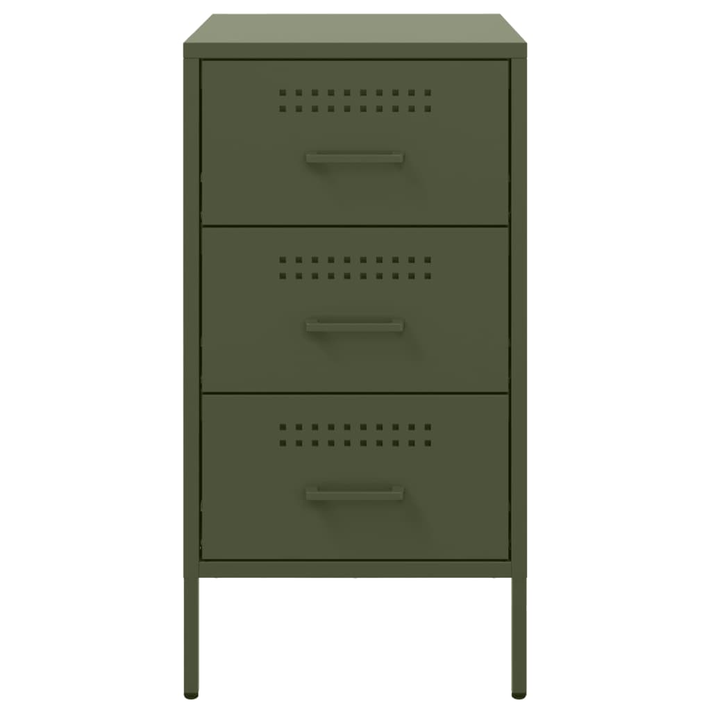 vidaXL Bedside Cabinets 2 pcs Olive Green 36x39x68 cm Steel 6