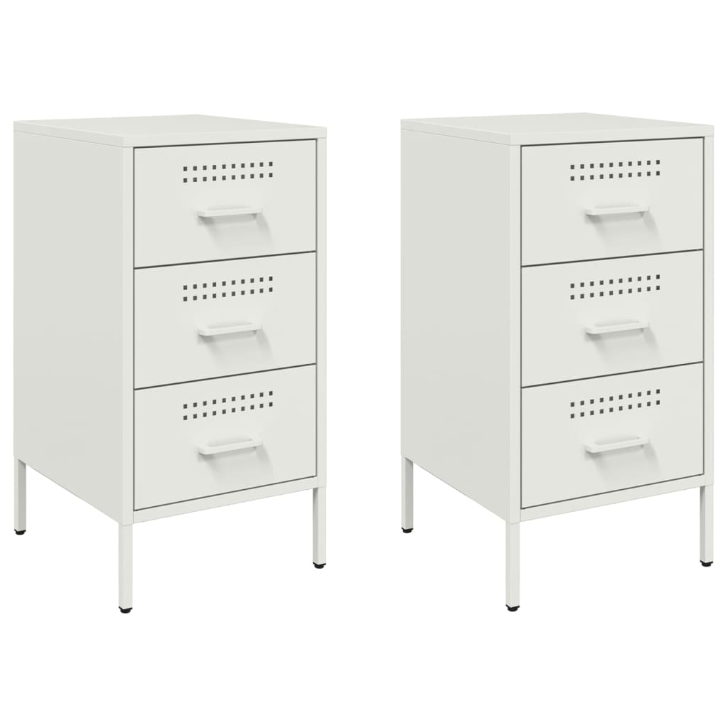 vidaXL Bedside Cabinets 2 pcs White 36x39x68 cm Steel 2