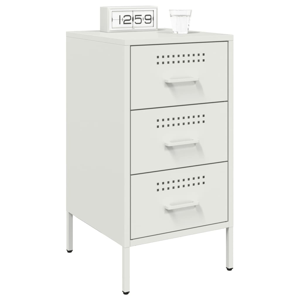 vidaXL Bedside Cabinets 2 pcs White 36x39x68 cm Steel 3