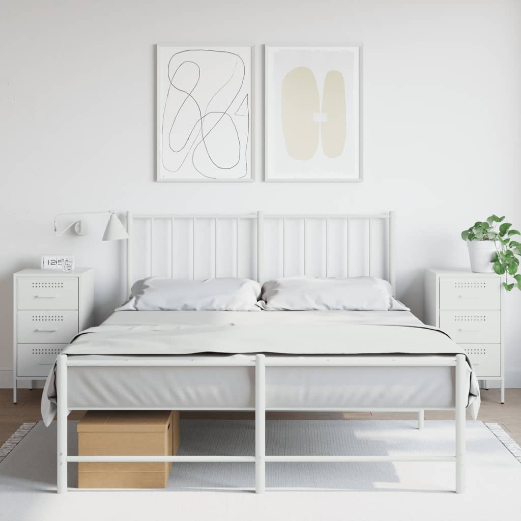 vidaXL Bedside Cabinets 2 pcs White 36x39x68 cm Steel 1