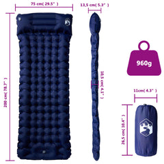 vidaXL Self Inflating Camping Mattress with Pillow 1-Person Navy Blue 6