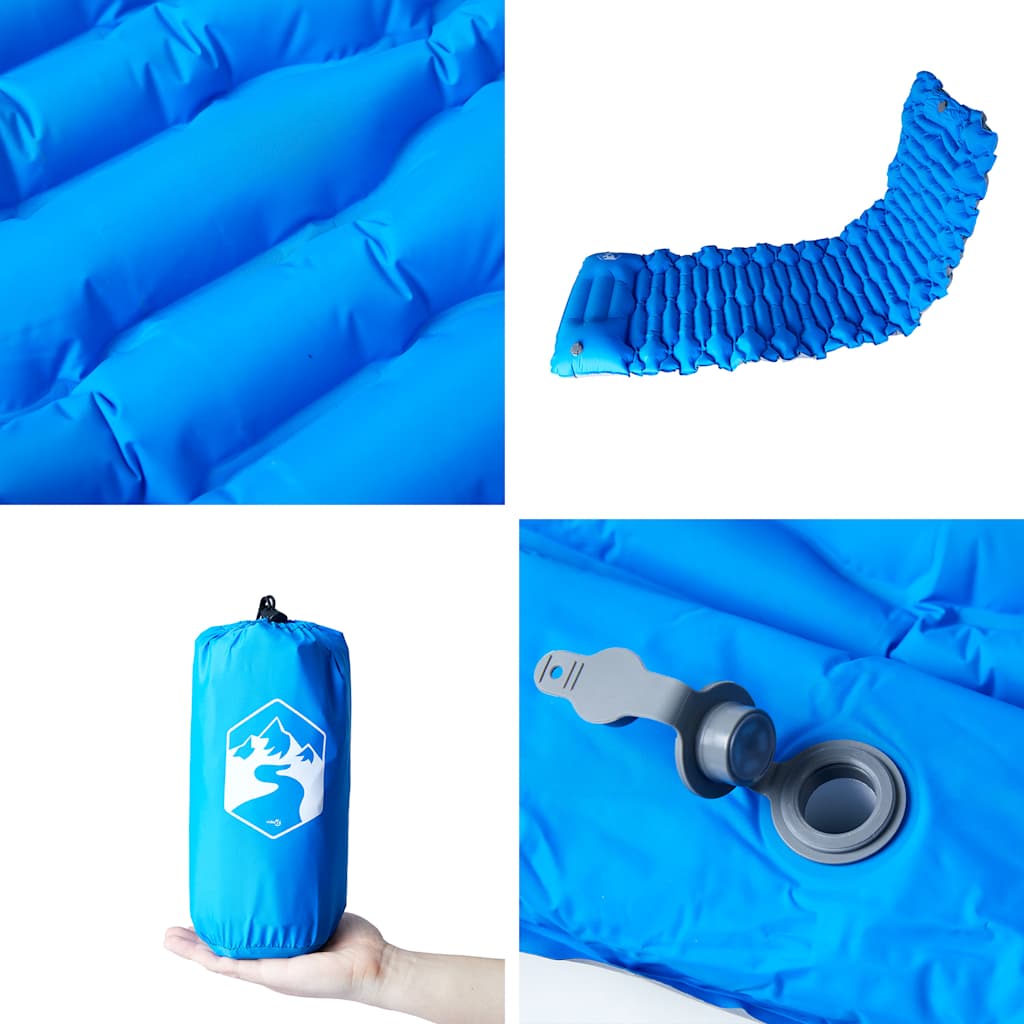 vidaXL Self Inflating Camping Mattress with Pillow 1-Person Blue 5