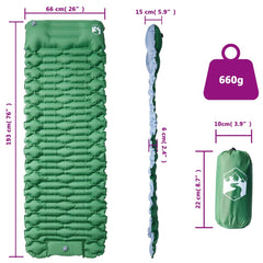 vidaXL Self Inflating Camping Mattress with Pillow 1-Person Green 6