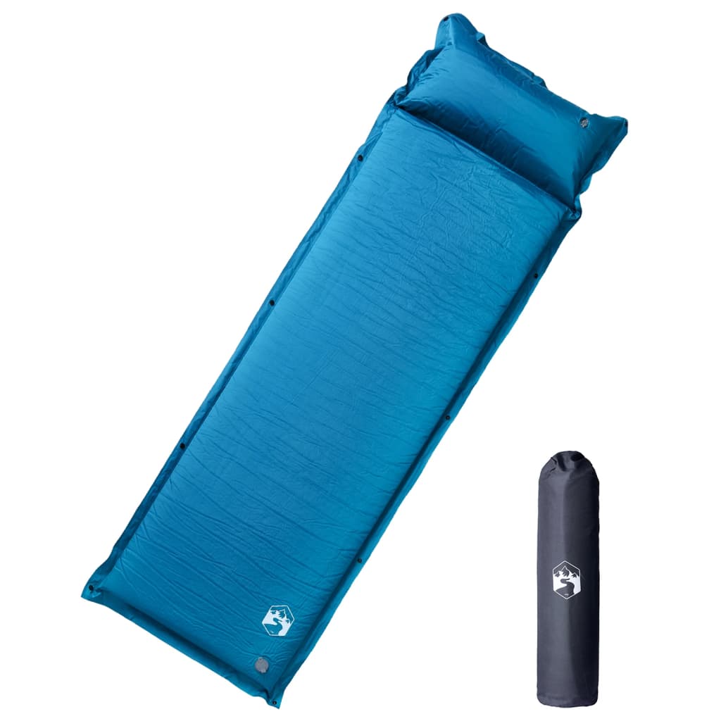 vidaXL Self Inflating Camping Mattress with Pillow 1-Person Turquoise 1
