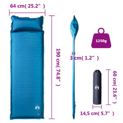 vidaXL Self Inflating Camping Mattress with Pillow 1-Person Turquoise 6
