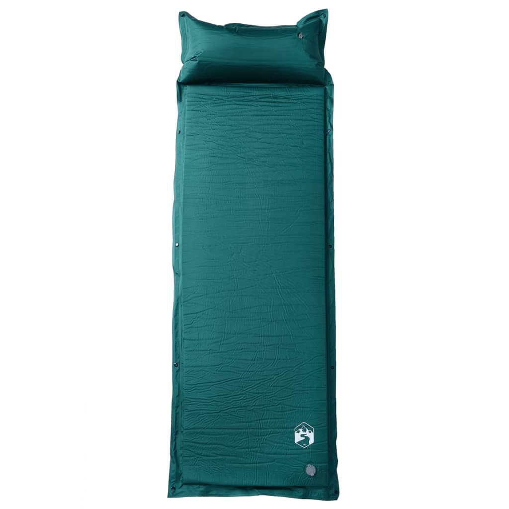 vidaXL Self Inflating Camping Mattress with Pillow 1-Person Green 2