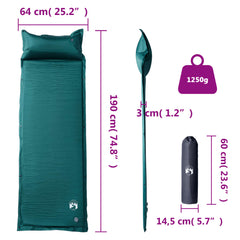 vidaXL Self Inflating Camping Mattress with Pillow 1-Person Green 6