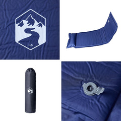 vidaXL Self Inflating Camping Mattress with Pillow 1-Person Navy Blue 5