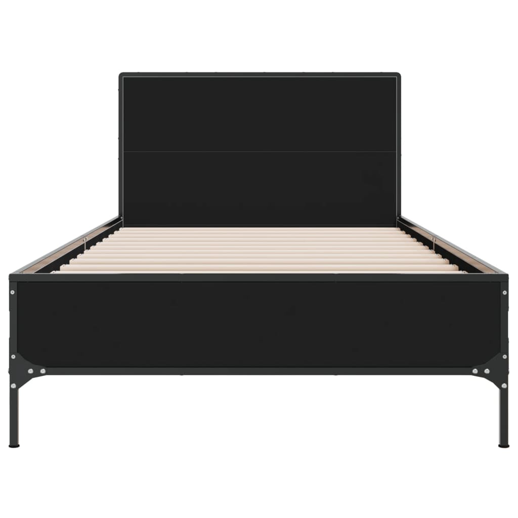 vidaXL Bed Frame without Mattress Black 90x200 cm 4