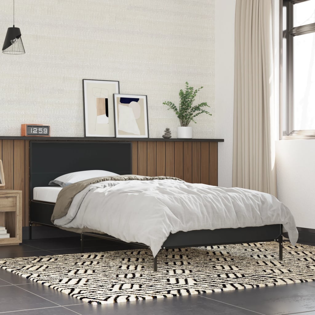 vidaXL Bed Frame without Mattress Black 90x200 cm 1