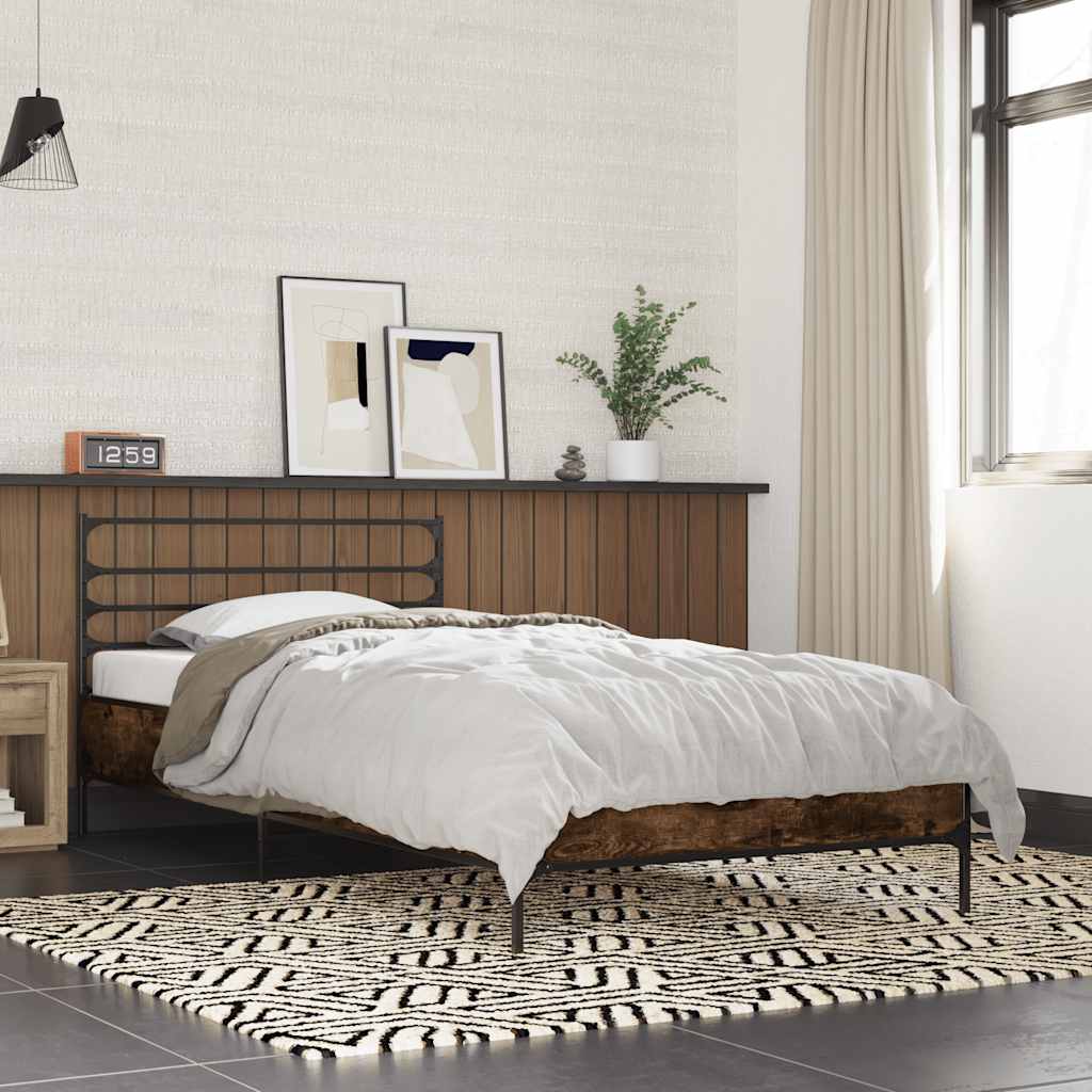 vidaXL Bed Frame without Mattress Smoked Oak 100x200 cm 1