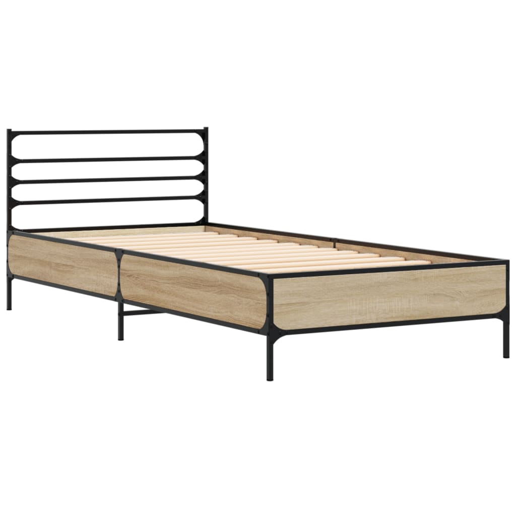 vidaXL Bed Frame without Mattress Sonoma Oak 75x190 cm Small Single 3