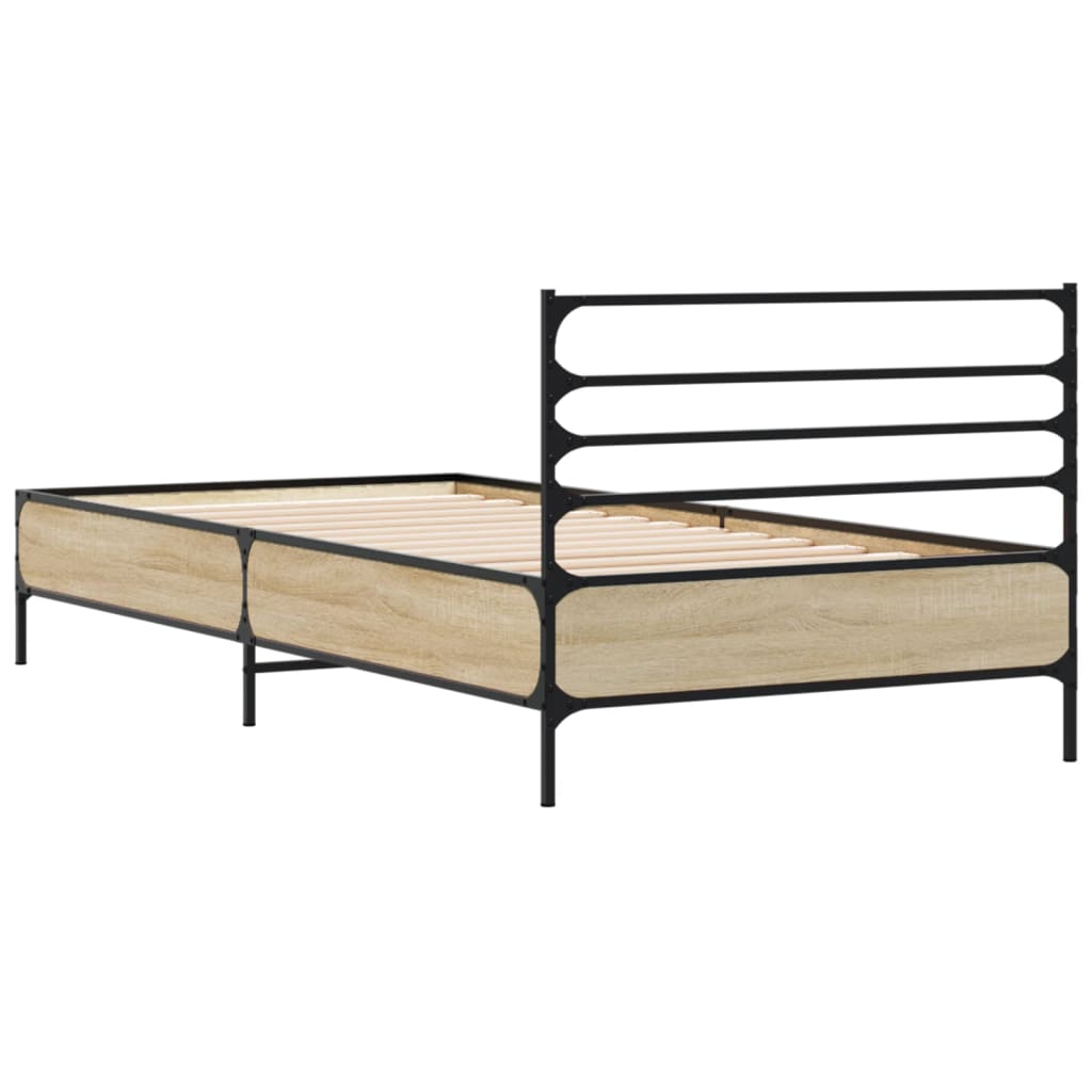 vidaXL Bed Frame without Mattress Sonoma Oak 75x190 cm Small Single 6