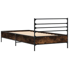 vidaXL Bed Frame without Mattress Smoked Oak 75x190 cm Small Single 6
