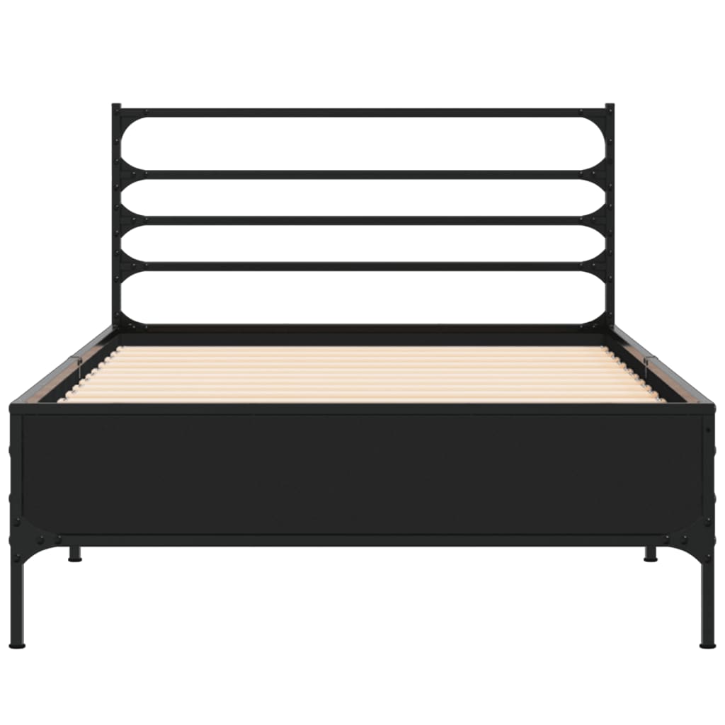vidaXL Bed Frame without Mattress Black 90x190 cm Single 4