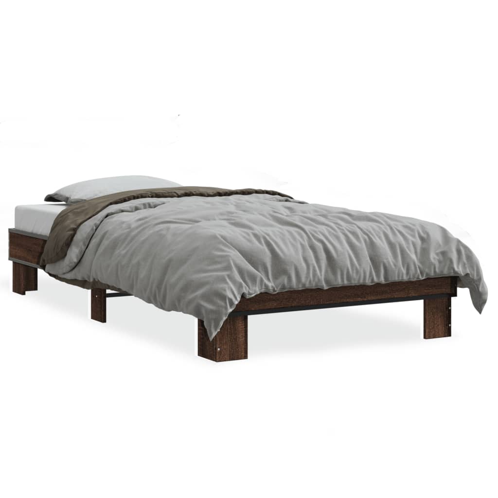 vidaXL Bed Frame without Mattress Brown Oak 100x200 cm 2