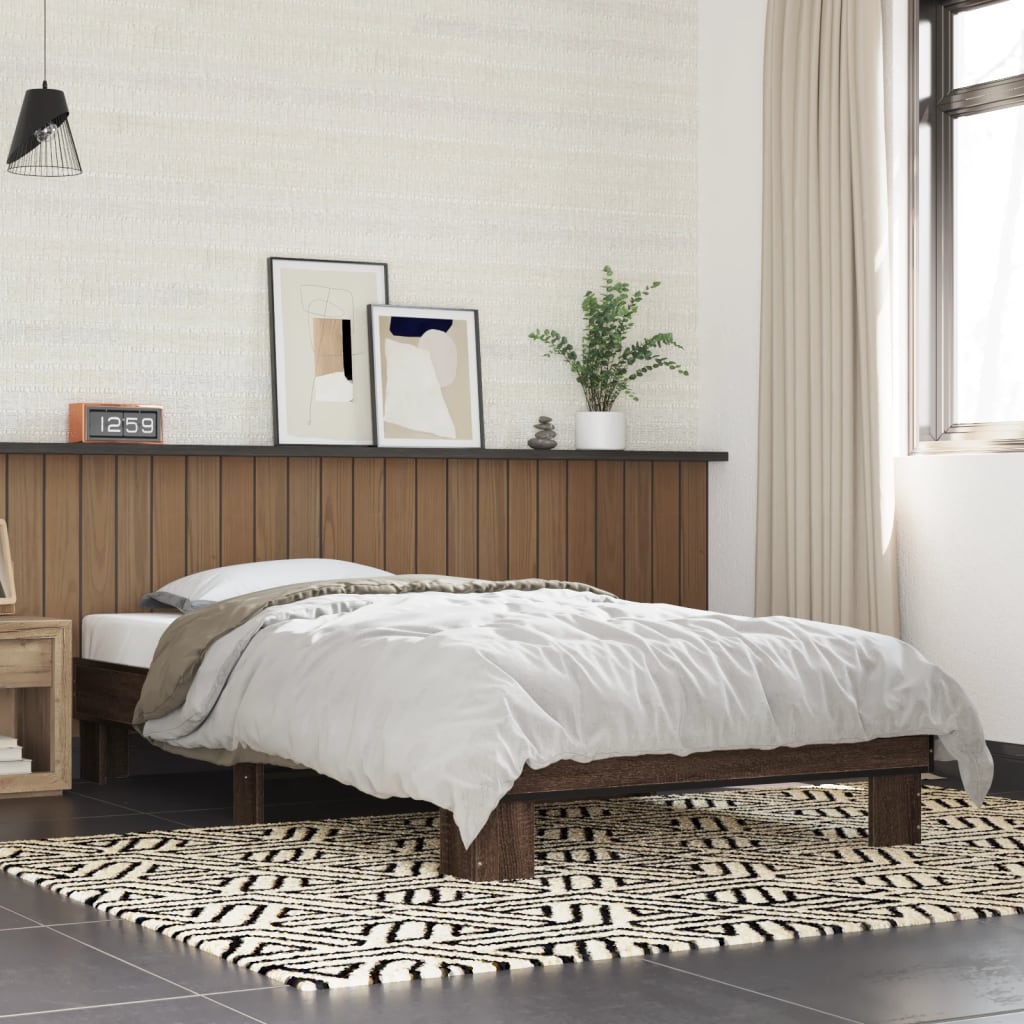 vidaXL Bed Frame without Mattress Brown Oak 100x200 cm 1