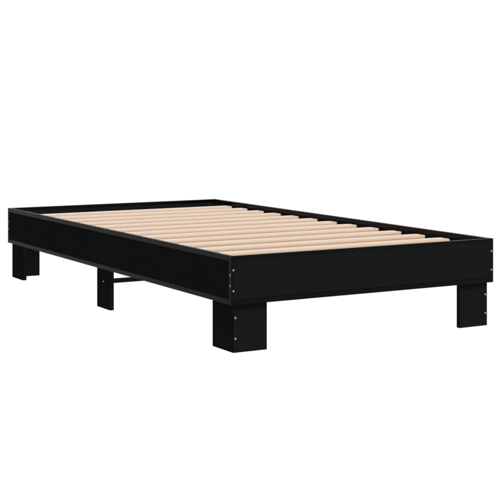 vidaXL Bed Frame without Mattress Black 90x200 cm 6