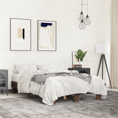 Bed Frame without Mattress Length Brown Oak