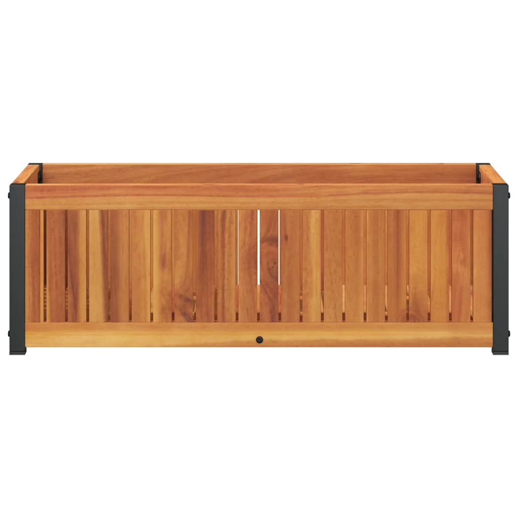 vidaXL Garden Planter 80x30x27.5 cm Solid Wood Acacia and Steel 4