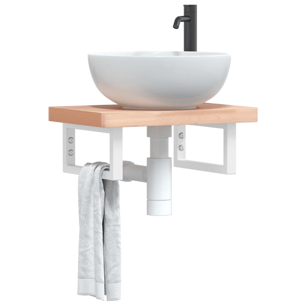 vidaXL Shelf Brackets for Washbasin 2 pcs White Rectangular Steel 1
