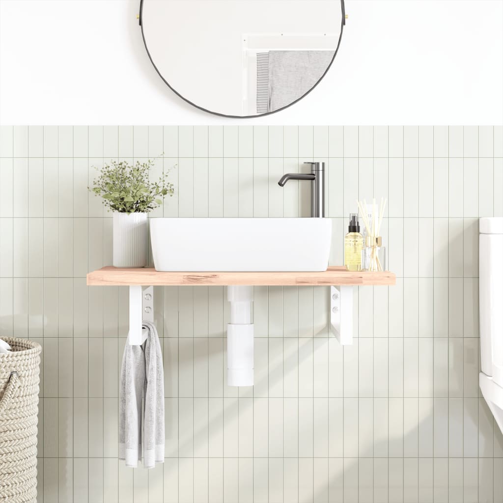 vidaXL Shelf Brackets for Washbasin 2 pcs White Rectangular Steel 3