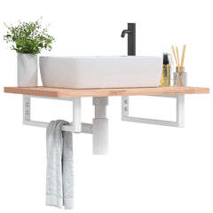 vidaXL Shelf Brackets for Washbasin 2 pcs White Rectangular Steel 1