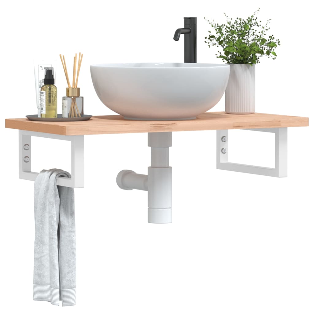 vidaXL Shelf Brackets for Washbasin 2 pcs White Rectangular Steel 1
