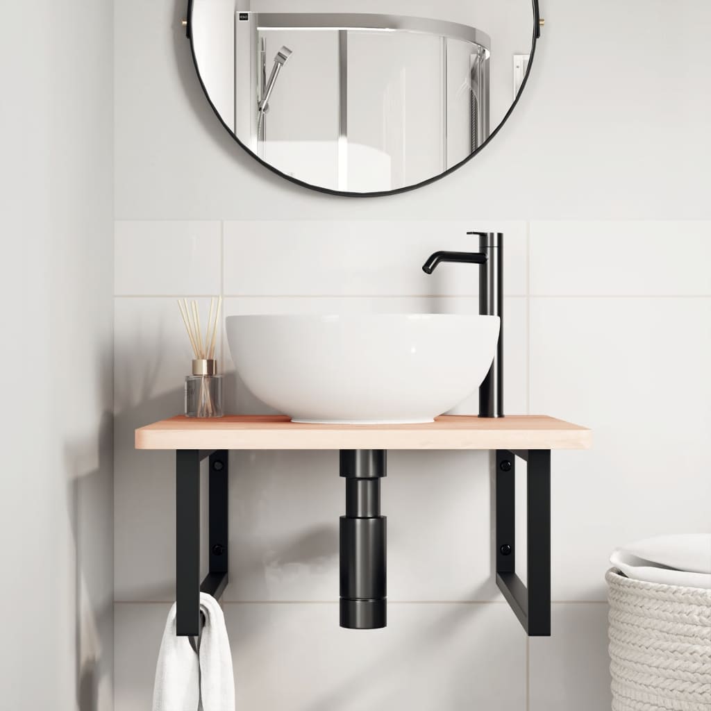 vidaXL Shelf Brackets for Washbasin 2 pcs Black Rectangular Steel 3