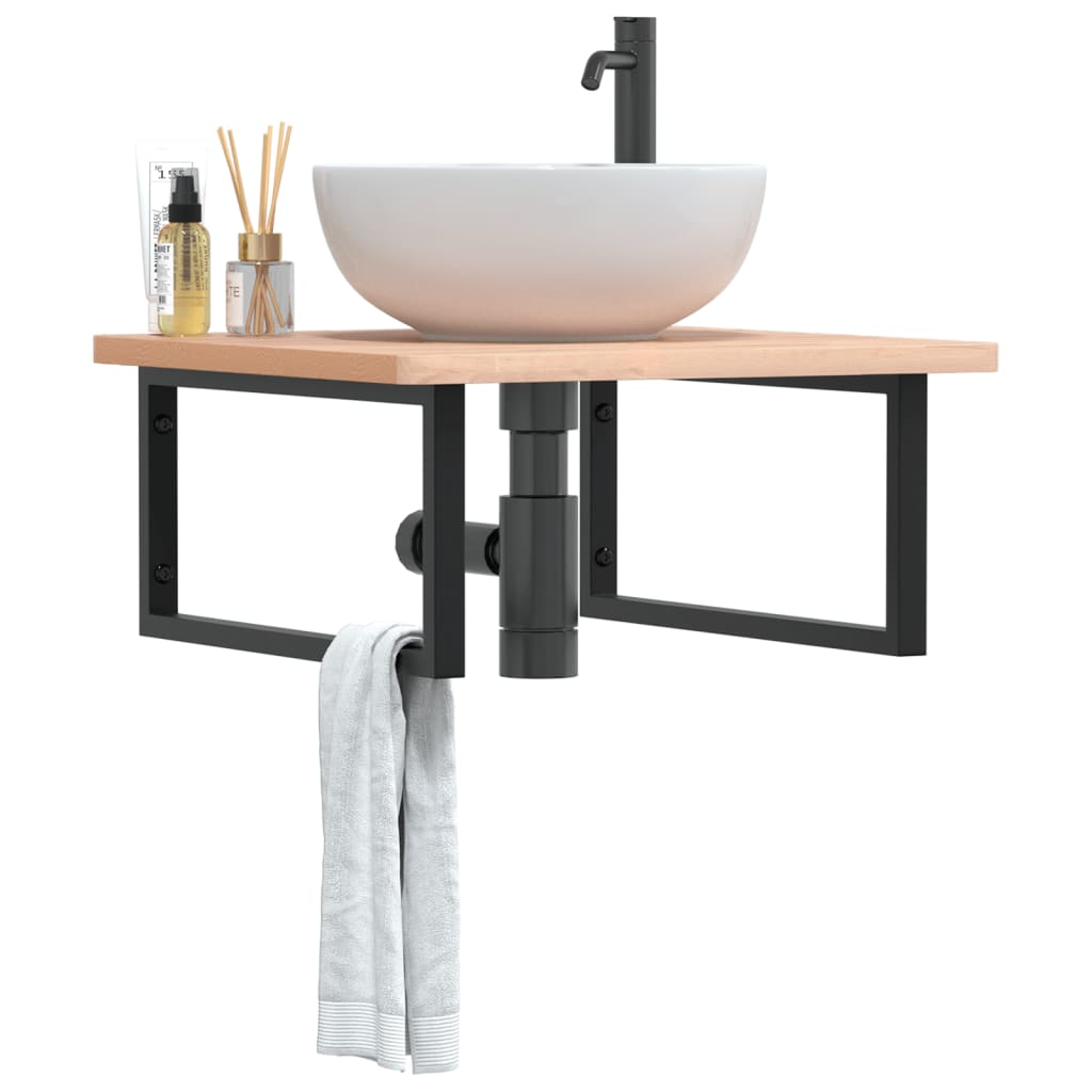 vidaXL Shelf Brackets for Washbasin 2 pcs Black Rectangular Steel 1