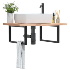 vidaXL Shelf Brackets for Washbasin 2 pcs Black Rectangular Steel 1