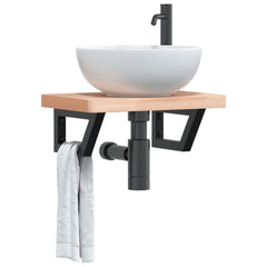 vidaXL Shelf Brackets for Washbasin 2 pcs Black Trapezium Steel 1