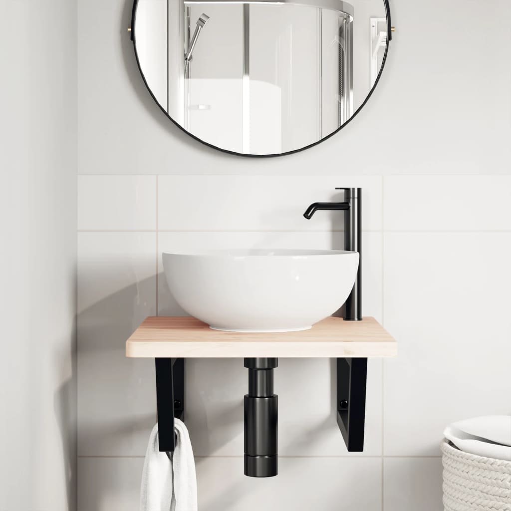 vidaXL Shelf Brackets for Washbasin 2 pcs Black Trapezium Steel 3