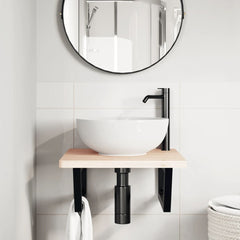 vidaXL Shelf Brackets for Washbasin 2 pcs Black Trapezium Steel 3
