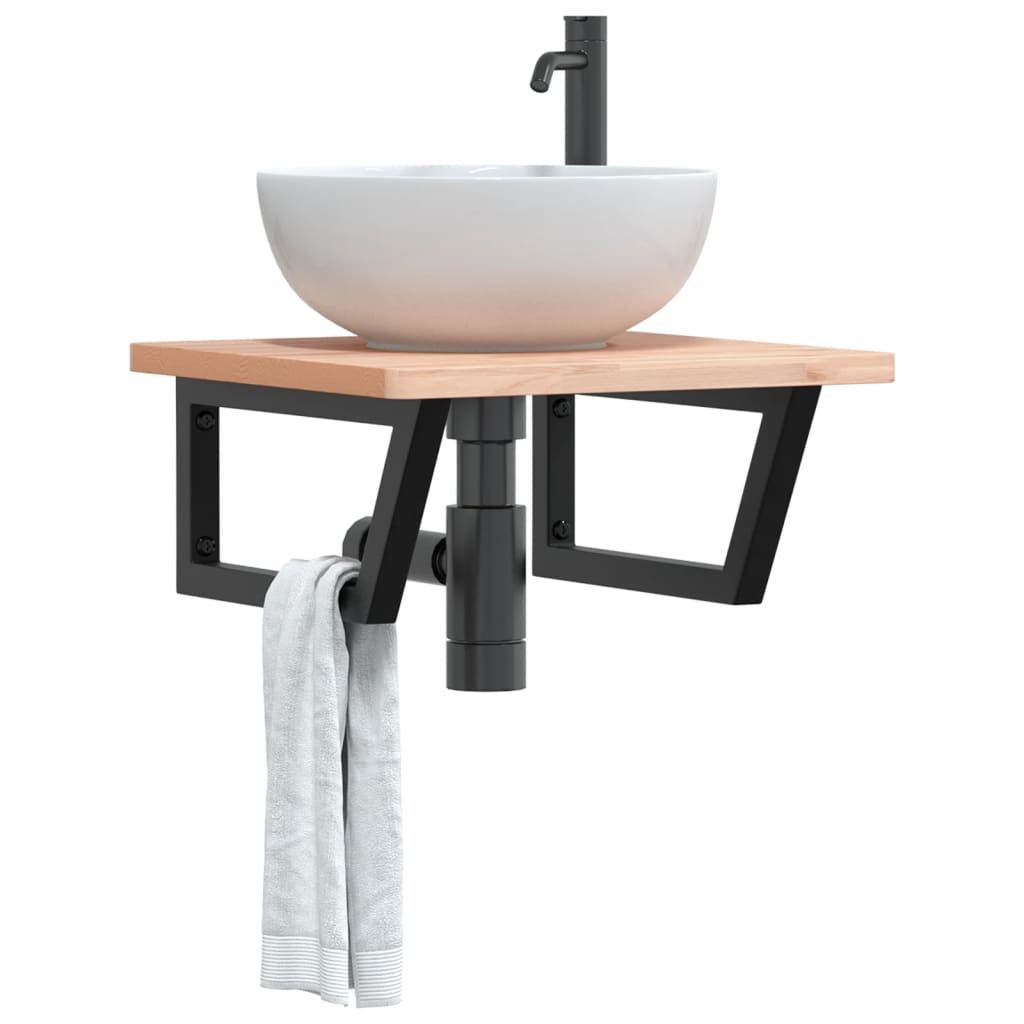 vidaXL Shelf Brackets for Washbasin 2 pcs Black Trapezium Steel 1