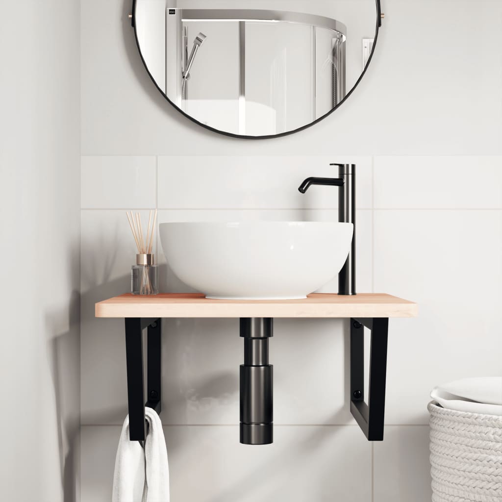 vidaXL Shelf Brackets for Washbasin 2 pcs Black Trapezium Steel 3