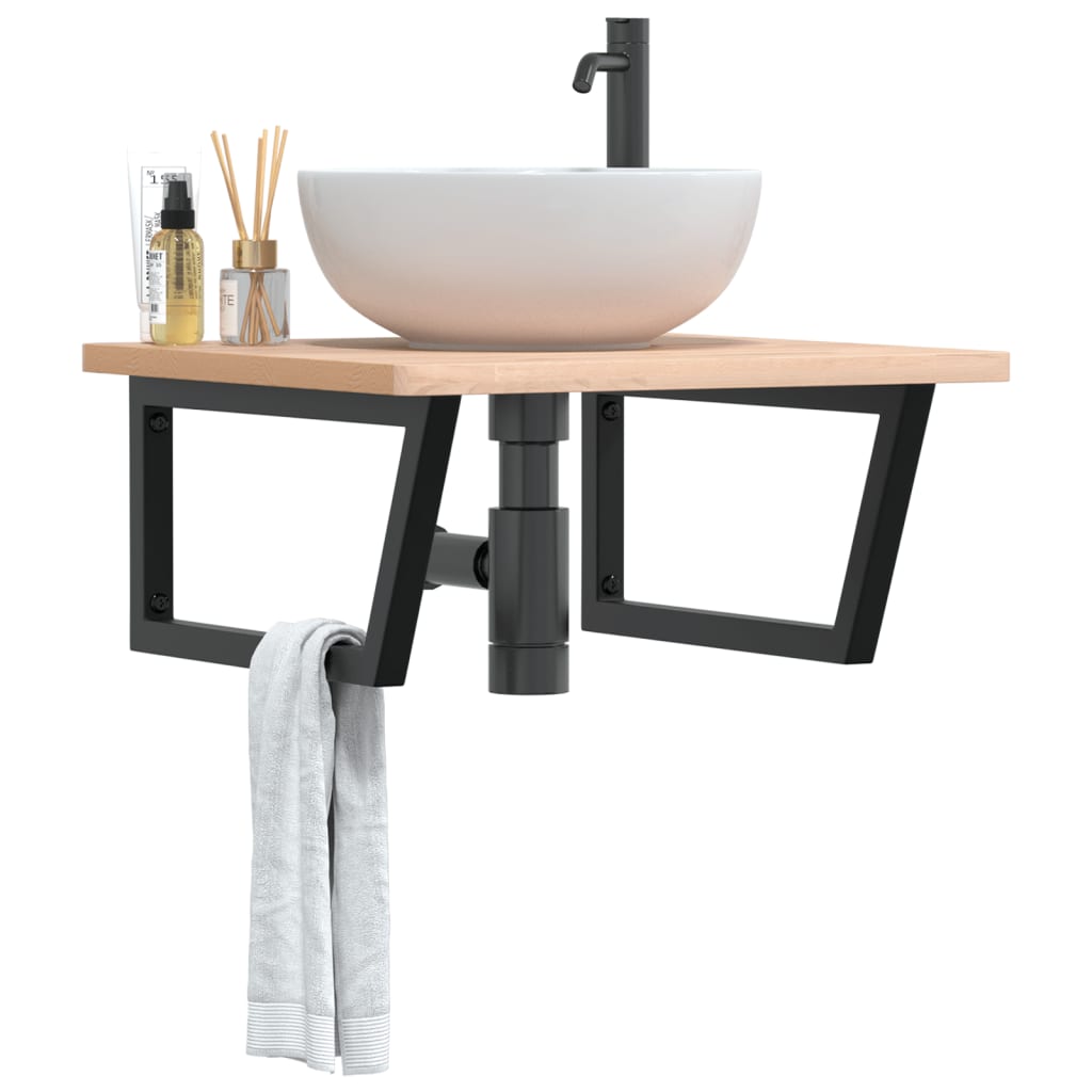 vidaXL Shelf Brackets for Washbasin 2 pcs Black Trapezium Steel 1