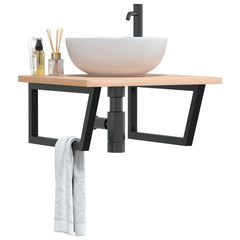 vidaXL Shelf Brackets for Washbasin 2 pcs Black Trapezium Steel 1