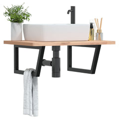 vidaXL Shelf Brackets for Washbasin 2 pcs Black Trapezium Steel 1