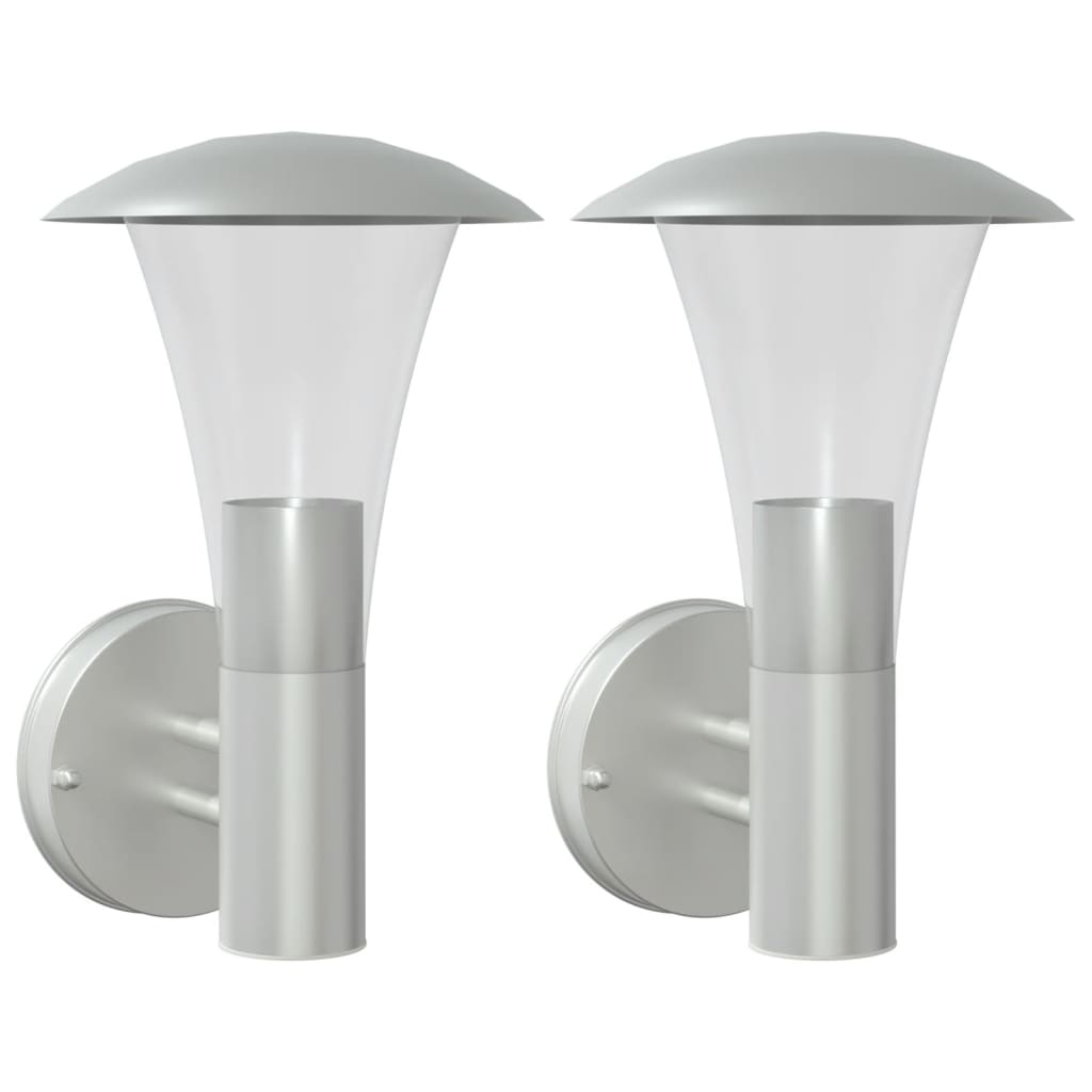vidaXL Outdoor Wall Lights 2pcs Silver Stainless Steel 2