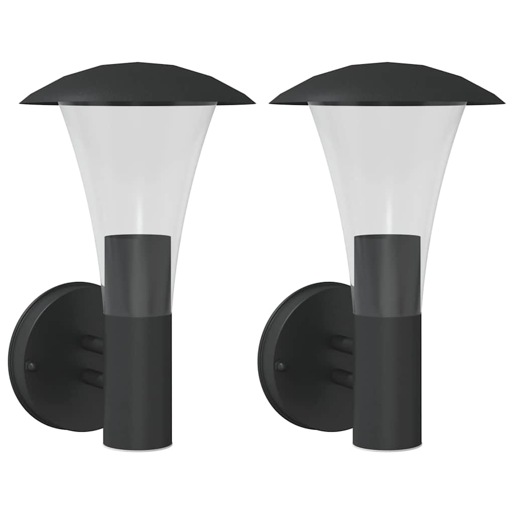 vidaXL Outdoor Wall Lights 2pcs Black Stainless Steel 2