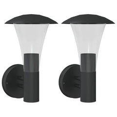 vidaXL Outdoor Wall Lights 2pcs Black Stainless Steel 2