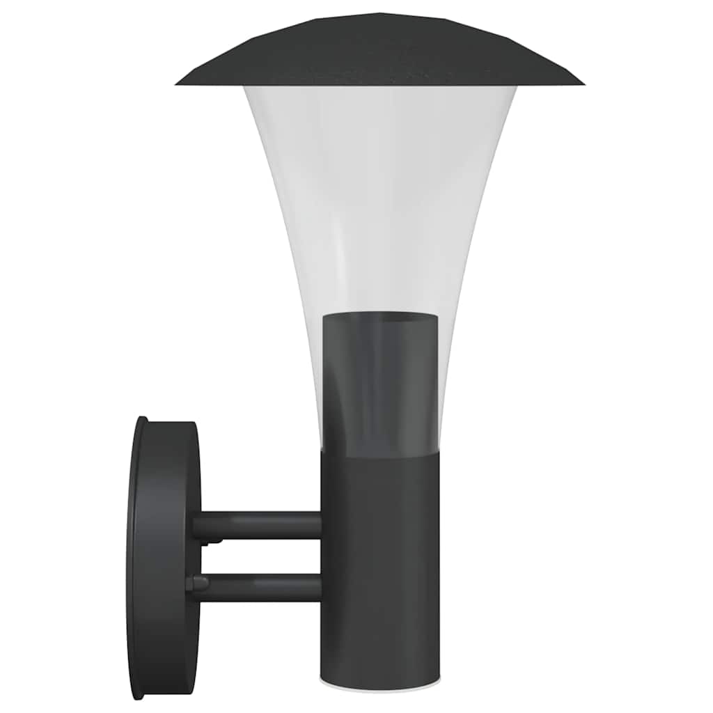 vidaXL Outdoor Wall Lights 2pcs Black Stainless Steel 5