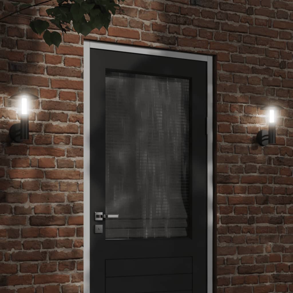vidaXL Outdoor Wall Lights 2pcs Black Stainless Steel 1