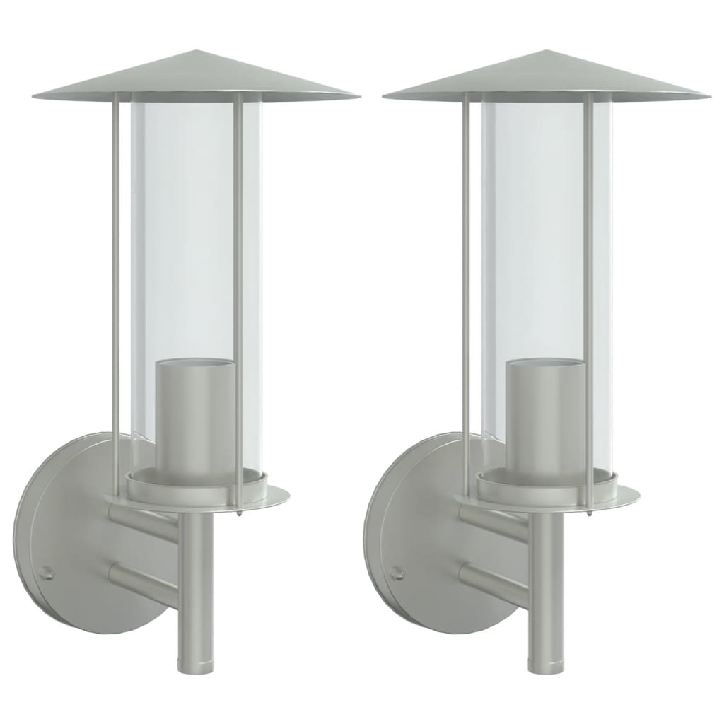 vidaXL Outdoor Wall Lights 2pcs Silver Stainless Steel 2