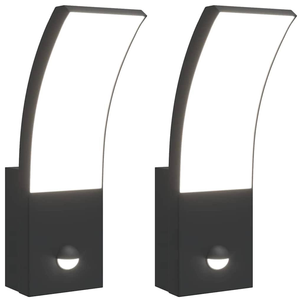 Outdoor LED Wall Lights with Sensors 2pcs Black Yes