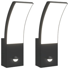 Outdoor LED Wall Lights with Sensors 2pcs Black Yes