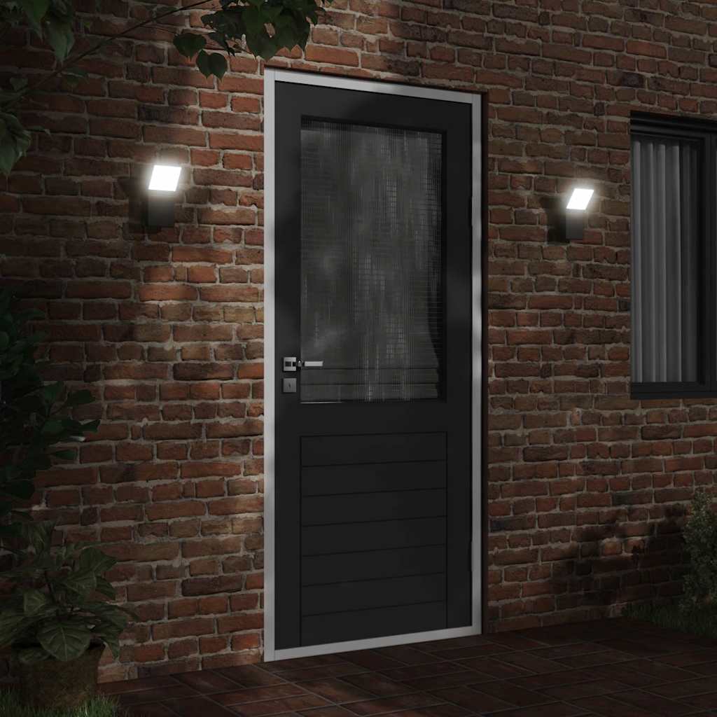 vidaXL Outdoor LED Wall Lights 2pcs Black Die-cast Aluminium 3