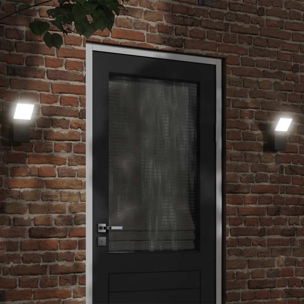 vidaXL Outdoor LED Wall Lights 2pcs Black Die-cast Aluminium 1